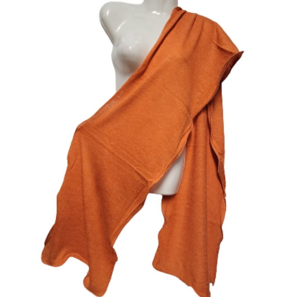 Orange Curly Hem Scarf Fall Scarf Rectangular Scarf, Winter Scarf - NEW